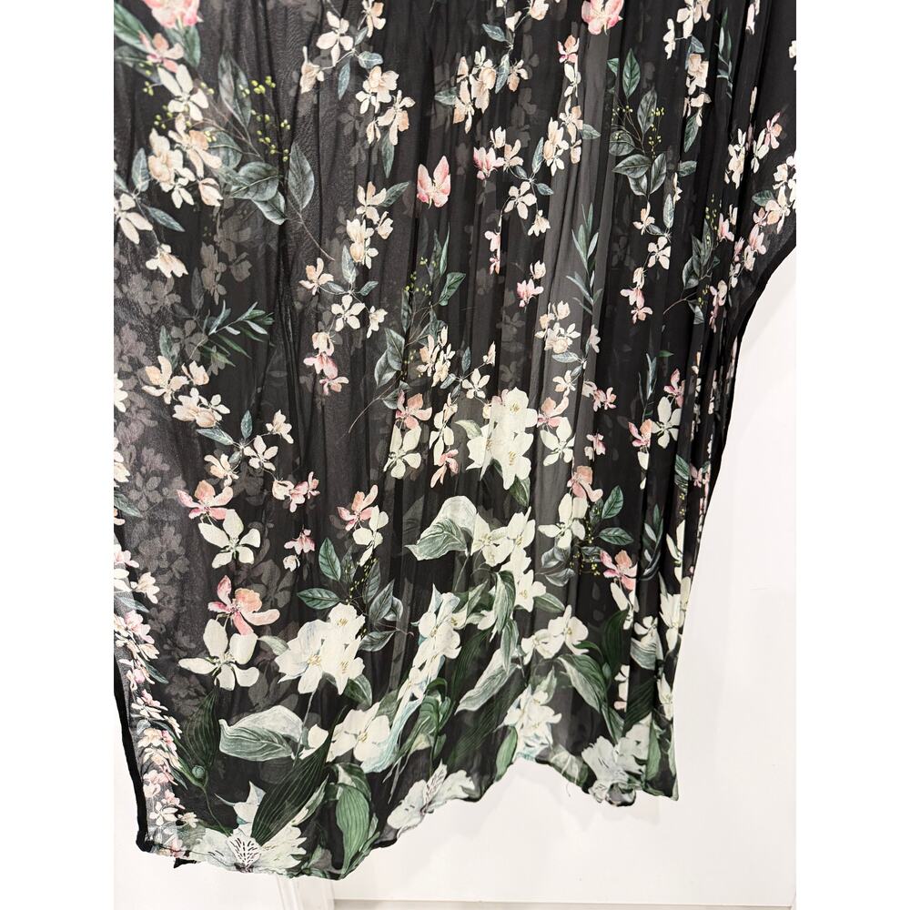 Agua Bendita floral kimono tunic beach cover-up, botanical floral pattern - Picture 10 of 15
